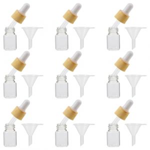 Cabilock Lot de 20 Flacons Compte-Gouttes en Verre Transparent Mat 5 Ml Pipette en Bois Mini Flacon Distributeur pour Parfum et Huiles Essentielles Rechargeables Voyage (Thomas Zack Yang, neuf)
