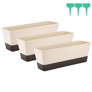 Skelang Petit bac a Fleurs rectangulaire, Pot de Fleurs rectangulaire en Plastique, jardinieres Exterieur Balcon pour Plantes succulentes, Herbes, Cactus, Lot de 3 (MaryeeMall, neuf)
