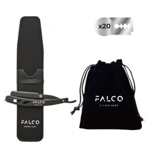 Falco Barber Shop - Rasoir Barbe Homme + 20 Demi-Lames de Rasoir Derby + Pochette de Transport (FALCO BARBER SHOP, neuf)