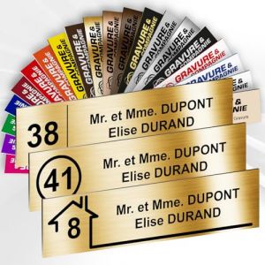 Plaque Boite Aux Lettres Adhésive PVC Avec Numéro – Plaque Gravée À Personnaliser 10 x 2,5 cm – 20 Couleurs Disponibles (Or Brillant Métallisé) (GRAVURE ET COMPAGNIE, neuf)