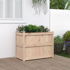 Festnight Jardinière Bois Extérieur jardinieres Exterieur Bac a Fleur Bois Carré Potager en Bois Bac Potager Surélevé Potager pour Cultiver Fleurs Herbes Plantes-Pin naturel-90x50x70 cm (yeyetee, neuf)