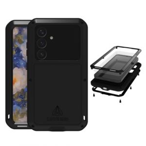 LOVE MEI Coque pour Samsung Galaxy S25, Outdoor Sports Heavy Duty M&eacute;tal Blind&eacute; Coque &Eacute;tanche Antichoc Anti-poussi&egrave;re Full Body Protection Case avec Verre tremp&eacute; pour Galaxy S25 (Noir, S25) (Yeon store, neuf)