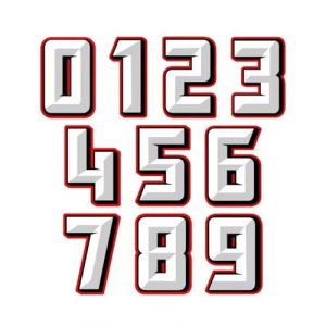 HUVZOR 10Pcs Autocollants Stickers Numero Moto Cross Unit&eacute;s, 0-9 Autocollant Num&eacute;ros de Course, Style de Voiture Autocollants-Num&eacute;ro Auto-Adh&eacute;sifs, pour Voiture, Moto, Scooter, Casque, Blanc (Volumetech OU, neuf)