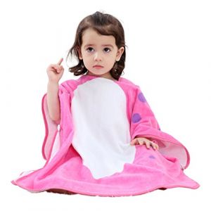 COOKY.D Serviette de Bain de Plage Nage &agrave; Capuchon pour Enfants 100% Doux Coton Poncho Changement Robe pour Filles Gar&ccedil;ons 0-6 Ans, 70X70cm, Rose Rouge (MICHLEY INTERNATIONAL, neuf)