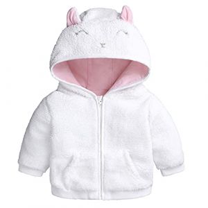 Manteau d'hiver pour b&eacute;b&eacute; fille avec oreilles de lapin - Veste &agrave; capuche avec fermeture &eacute;clair - Coupe-vent &eacute;pais - Chaud - V&ecirc;tements d'hiver pour nouveau-n&eacute; chat et fille (blanc, 3 &agrave; 6 mois) (Lusheng Maoyi, neuf)