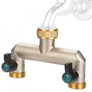 Kleemeiero Robinet Double Sortie Répartiteur d'eau 2 Voies Robinet Double Femelle 3/4" 2 Sorties Mâle Robinet Jardin Double Sortie Distributeur y 2 Voies Adaptateur Robinet Tuyau Arrosage pour Jardin (Smaejhgmlsbj, neuf)