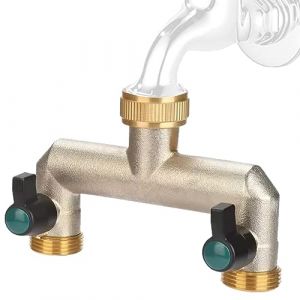 Kleemeiero Robinet Double Sortie Répartiteur d'eau 2 Voies Robinet Double Femelle 3/4" 2 Sorties Mâle Robinet Jardin Double Sortie Distributeur y 2 Voies Adaptateur Robinet Tuyau Arrosage pour Jardin (WANG JINLIAN STORE, neuf)