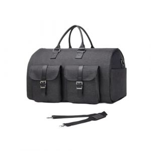 SUIOPPYUW Sac à vêtements Convertible pour Bagages de Voyage d'affaires matériaux, Le Bagage Convertible est Fait de Cuir PU imperméable, Gris foncé (excluosive, neuf)