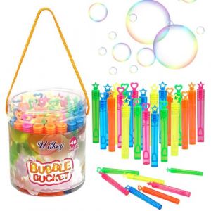 Ulikey Bulles de Savon Enfant, 40 Flacons de Bulles de Savon avec Tige en Forme de C&oelig;ur et Etoile, Tube &agrave; Bulle 5 Couleurs, Jeux Exterieur Jouet &agrave; Bulles pour Mariage, Anniversaire, Jardin (Niedfisch Etrade, neuf)