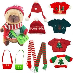 Kasmole Jouet en Peluche Capybara - Mignonne De No&euml;l,Peluche Capybara &agrave; Habiller 25 cm avec v&ecirc;tements et Accessoires - pour D&eacute;coration Pendant Les Voyages La Chambre &Agrave; Coucher La Maison Le Canap&eacute; L (bruste, neuf)