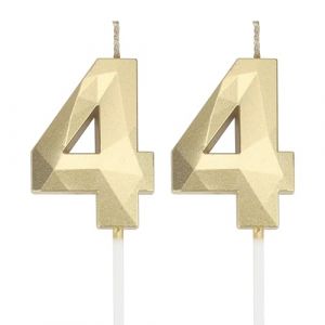 Bougies d'anniversaire chiffres 44, bougies 3D dor&eacute;es pour g&acirc;teau, d&eacute;coration d'anniversaire, bougies chiffres anniversaire, bougies d'anniversaire pour enfants pour f&ecirc;tes, mariages, f&ecirc;tes (ShenZhenSanHe, neuf)