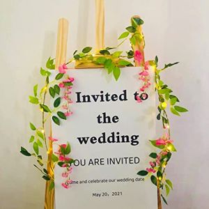 Artificielles Glycine Fleurs Guirlande LED Guirlande Lumineuse de Glycine Suspendue Fleur de Vigne Verdure Guirlande Lumineuse pour Maison Jardin Arche Mariage en Plein Air Floral D&eacute;cor (Rose, 4pcs) (Riaxuebiy, neuf)