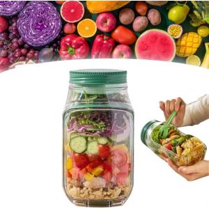 Pot &agrave; salade, r&eacute;cipient &agrave; salade pour le d&eacute;jeuner avec r&eacute;cipient pour vinaigrette, bocaux &agrave; salade anti-fuites avec couvercles pour pr&eacute;paration de repas, r&eacute;cipients &agrave; d&eacute;jeuner avec s&eacute;paration mouill&eacute;e (Dongguanshihuanfeifangwangluokejiyouxiangongsi, neuf)