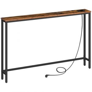HOOBRO Console Meuble avec multiprise et Ports USB, Table Console &eacute;troite avec Station de Charge, Bout de canap&eacute;, Table derri&egrave;re Le canap&eacute;, pour Hall, Couloir, Marron Rustique et Noir EBF15CXG01G1 (HOOBRO FR, neuf)