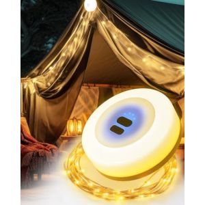 Guirlande Lumineuse Escamotable Portative Imperméable Extérieure, 10M Guirlande Lumineuse LED Escamotable Camping, Étanche Guirlande Lumineuse Rechargeable pour Chambre À Coucher, Jardin, Pati Décor (BrightArk-EU Direct, neuf)