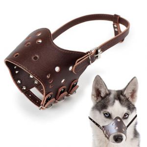 VJUYSW Museli&egrave;re pour Chien Terrier Cuir Panier S&eacute;curis&eacute; Museli&egrave;re pour Chien Anti-Aboiements Morsure Mastication (zhangjinchengouzhoudianpu, neuf)