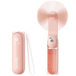 VigorLife Mini Ventilateur Portatif, Ventilateur &agrave; Main Portable 3 en 1, Ventilateurs de Poche Rechargeable par USB, ventilateurs &agrave; Piles[19 heures], Avec Batterie Externe, Lampe de Poche (Rose) (Digitgarden-EU, neuf)