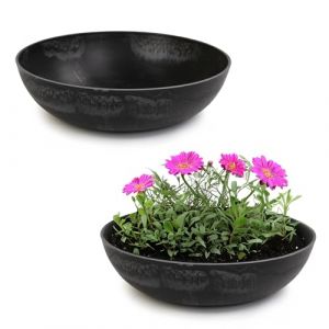 matches21 HOME & HOBBY Pot de fleurs pour extérieur en marbre noir - 30 x 9 cm - Résistant aux intempéries (matches21 HOME & HOBBY, neuf)