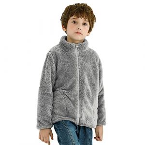 G&eacute;n&eacute;rique Veste Polaire Sherpa avec Fermeture &Eacute;clair Fille Enfant Blouson Polaire Col Montant Chaud Veste Sweat Peluche Hiver Automne Gar&ccedil;on Fille Manteau D&eacute;contract&eacute; avec Poches Manches Longues (yiTuIsI, neuf)