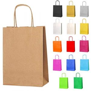 Thepaperbagstore 30 Marron Sacs-cadeaux en papier avec poign&eacute;es - 18 x 22 x 8 cm - Sacs-cadeaux color&eacute;s pour f&ecirc;tes d'enfants et d'adultes, anniversaires, mariages, baby showers, enterrements (Thepaperbagstore, neuf)