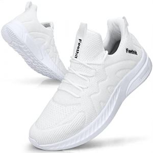 Feethit Baskets et Chaussures de Sport Homme Tennis Respirant Légères et Confortables de la Mode de Marche Fitness Running Tennis Outdoor Gym Jogging Sneakers Hommes Blanche 45 EU (Feethit-direct, neuf)