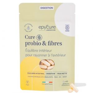 EPYCURE - Cure Complexe Probio et Fibres - Rééquilibre Microbiote Intestinal, Améliore Digestion - 100% Naturel - 4 Souches Probiotiques, Inuline, Calcium, Zinc - 1 Mois - Vegan - Fabriqué en France (Epycure, neuf)