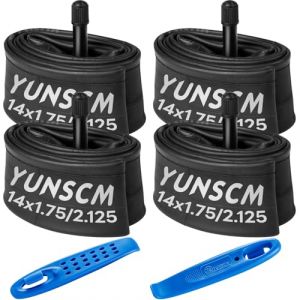 YunSCM 4Pcs 47/57-254 14 Pouces Chambre &agrave; air 14x1.75/1.95/2.125 AV32mm Valve Compatible Route/Ville/V&eacute;lo de Montagne Chambre &agrave; air 14x1.75 14x1.95 14x2.0 14x2.10 14x2.125 (YunSCM Direct, neuf)