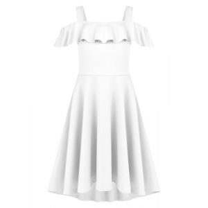 Arshiner Robes pour Filles Robe d'&eacute;t&eacute; &agrave; &eacute;paules D&eacute;nud&eacute;es Robes pour Enfants Robe de Soir&eacute;e pour Enfants Robe Patineuse Unie Robe de Princesse de Mariage Blanc 11-12 Ans (Arshiner Store, neuf)