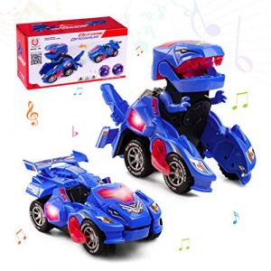 Highttoy Jouet Enfant 3 4 5 6 Ans,Voiture Dinosaure Transformable Automatique avec Lumières et Son Jouet Transformateur Dinosaure Electrique Jouet Dinosaure Enfant 3-6 Ans Cadeau Garçon Fille Bleu (Highttoy, neuf)