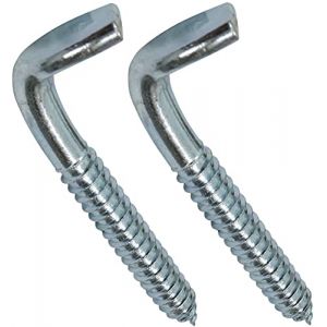 AERZETIX - C44753 - Lot de 2 vis &agrave; bois filet&eacute;s - crochet en forme de L - gond &agrave; visser piton &eacute;querre - &Oslash;10x80mm - en acier-zingu&eacute; m&eacute;tal - bricolage r&eacute;novation (Tuning, neuf)