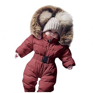 Cadeaux pour filles avec chaud b&eacute;b&eacute; nourrisson combinaison de neige, manteau, veste, filles hiver, marron, 9-12 mois (⭐⭐⭐⭐⭐Five star⭐⭐⭐⭐⭐⭐, neuf)