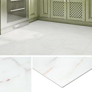 Livelynine Dalle PVC Adhesive Sol Moderne Effet Marbre 30x30CM Lino Sol Adhesif pour Cuisine Lavable Carrelage Adhesif Sols Salle de Bain Blanc Dalles PVC Adhesive Sols Marbre Clair Corridor, 4 Dalles (Livelynine Euro, neuf)