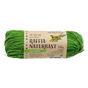 Folia Raphia Naturel Vert Clair 9051-1 pelote de 50 g de Ficelle en m&eacute;lange de Paille Naturelle - Id&eacute;al pour Les travaux manuels, la d&eacute;coration ou pour Les compositions Florales, Bouquets et Autres (IS Boutique, neuf)