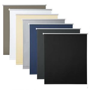WOLTU Store Occultant Enrouleur sans Perçage, Rideau Opaque avec Revêtement d'argent, Protection de Vie Privée & Protection Soleil, pour Fenêtre ou Porte, 120 x 210 cm, Noir (WOLTU GmbH, neuf)