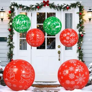 Larber 6 Pièces Géantes Gonflable Boule de Noël,PVC Gonflable Boule Décoration Noël Gonflables Ballons Extérieurs pour Cour, Jardin, Porte, Couloir Salon Décoration（40+60CM） (Larber, neuf)
