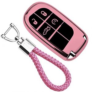 KASER Coque Clé en Silicone Compatible pour Jeep Keyless Cherokee Renegade Fiat 500X Cover Housse Porte-clé TPU Protection Télécommande Keyless (Rose) (SALTY PEAR LIMITED, neuf)
