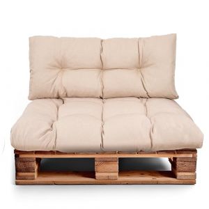 Best Wool Ensemble de Coussin Palette – Coussin D’Assise pour Palettes Europe – Coussins pour Palettes Rembourrés avec Mousse Granulaire Poulirette – Inclut Coussin D’Assise 120x80 + Dossier 120x40 (Wool-Stam, neuf)