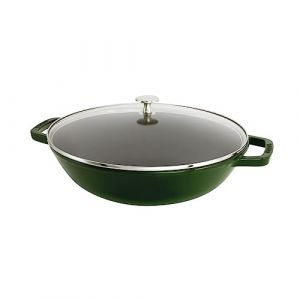 STAUB Wok en Fonte avec Couvercle en Verre, Ø 30 cm, 4,40 L, Basilic (Dadolo, neuf)