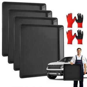 Poweka Lot de 4 Plateaux D'&eacute;gouttement Extra Larges de 58 x 55 x 3 cm, Bac de R&eacute;cup&eacute;ration sous la Carrosserie, Bac de Vidange D'huile en Plastique, Garde Le Sol du Garage S&ucirc;r et Propre (CraftStore, neuf)