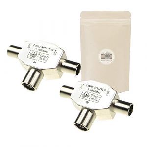 Adaptout X2 Doubleur Antenne TV 1 entr&eacute;e Femelle 2 sorties Male R&eacute;partiteur TV 2 Voies prise Type 9.5 Connecteur Coaxial Adaptateur Marque Fran&ccedil;aise (Castle Paris, neuf)