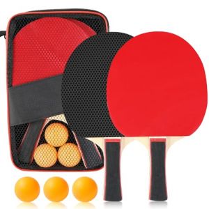 Raquette de Ping-Pong, Tennis de Table, Ping Pong Kit pour Adultes Enfants, 2 Raquette de Tennis de Table + 3 Balles +1 Sac, pour Loisir,Entraînement,Amateurs,Experts (Kaishanni Store, neuf)