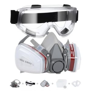 HOLULO Masque Peinture, Masque anti Poussiere Réutilisable avec Filtres et Lunettes de Protection Antibuée,pour Peinture,Particules, Polissage, Ponçage, Soudage (Wolfbolt Tools, neuf)