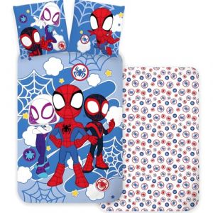 Spidey Parure de lit junior | Housse de couette 100 x 140 cm + taie d'oreiller 40 x 45 cm, 100 % coton | Parure de lit pour bébé parfaite pour les tout-petits | Parure de lit de berceau Marvel Spidey (GC TradeVision FR, neuf)