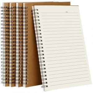 Ixydor Lot de 5 A5 Cahier &agrave; Spirale, A5 Cahiers Lign&eacute;s Kraft, Lign&eacute;es Notebook, Cahier &agrave; Spirale Kraft 60 Feuilles/120 Pages par Bloc, 80 g/m&sup2;, Bloc Note Id&eacute;al pour &Eacute;criture &Eacute;cole et Bureau (VISTA Shop, neuf)