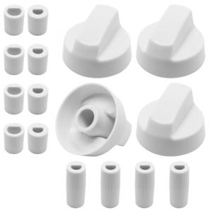 Lot de 4 Bouton Plaque de Cuisson,Bouton de commande universel, Bouton Gaziniere - Diamètre : 42mm, Boutons et interrupteurs pour cuisinière à gaz et four à gaz, Avec 12 Adaptateurs, Blanc (DINODANUBE TRADING, neuf)