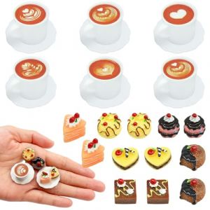 VZXQX Lot de 24 mini accessoires pour maison de poup&eacute;e, nourriture et boisson, accessoires miniatures pour No&euml;l, mini tasse &agrave; caf&eacute;, g&acirc;teau, dessert pour mini-cuisine, mini-th&eacute; (JIU JIANG JUYASUI MAOYI YOU XIAN GONGSI, neuf)