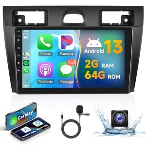 2G+64G sans Fil Carplay Android Autoradio 2 Din pour Ford Fiesta MK VI 5 Mk5 2002-2008 9 Pouces Autoradio avec Android Auto GPS Navi WiFi Mirror Link Bluetooth FM/RDS/Dab/OBD/DVR/SWC Caméra de Recul (Rimoody Direct, neuf)