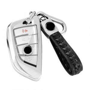 【4 Couleurs】Z.MYUKI Serie 2 Active Tourer F45 Coque cl&eacute; avec porte Clef pour BMW Serie 2 Gran Tourer F46 Accessoire original Protection cl&eacute; (Argent) (Z.MYUKI-EU, neuf)