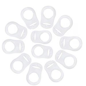 JZK 12 pcs Transparent silicone bouton anneau mannequin sucette titulaire clip adaptateur pour b&eacute;b&eacute; MAM sucette (CHEER CHAMP, neuf)