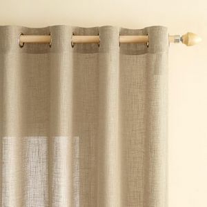 EMEMA Rideaux en Lin Transparents avec Oeillets Rideau Voilages de Fenêtre Lin Décorative Voile de Fenêtre Draperie Intérieur Elegant Vintage pour Salon Bureau 2 Panneaux 140x215 cm Marron foncé (EMEMA HOME, neuf)